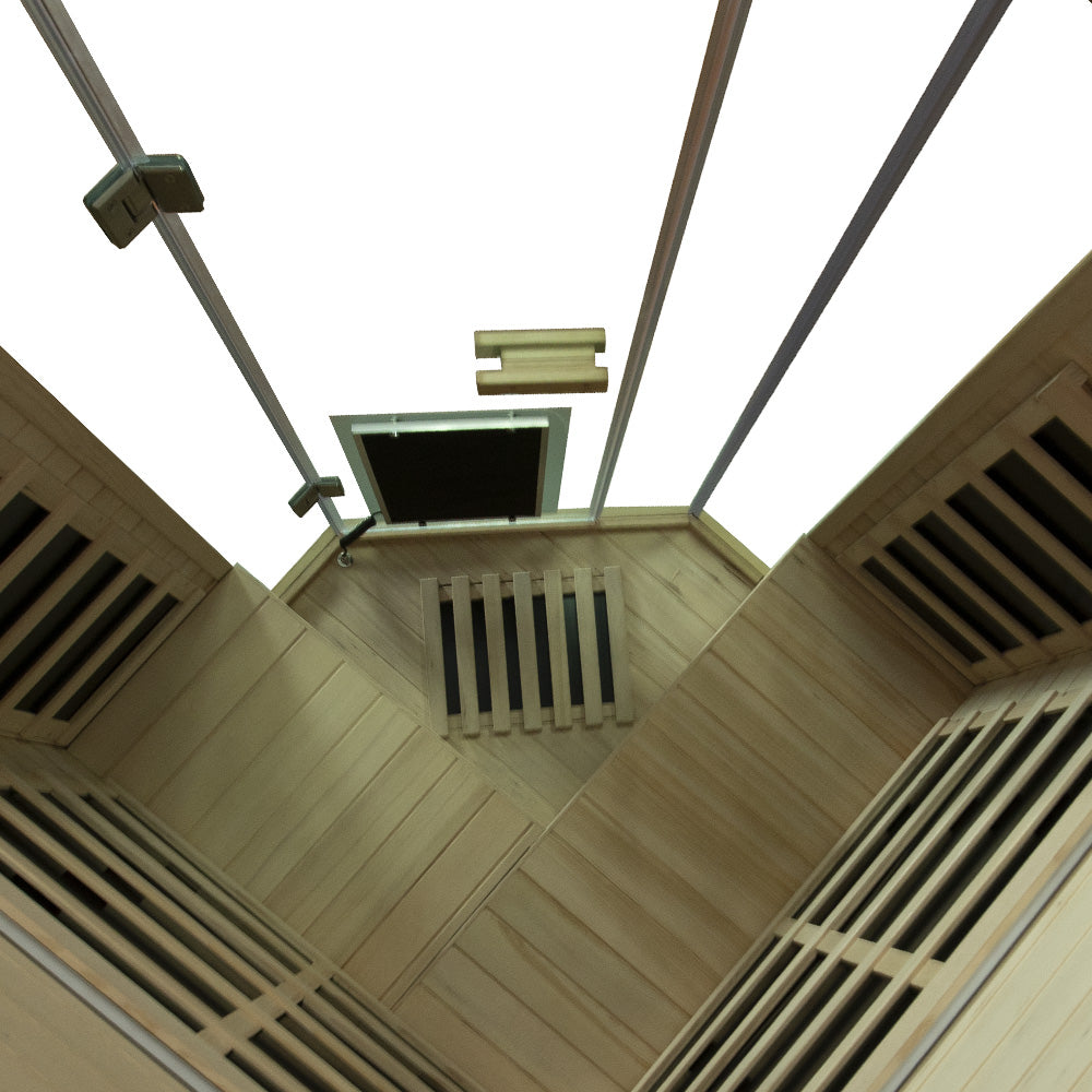 Corner Hemlock Full Glass Sauna