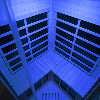 Corner Hemlock Full Glass Sauna