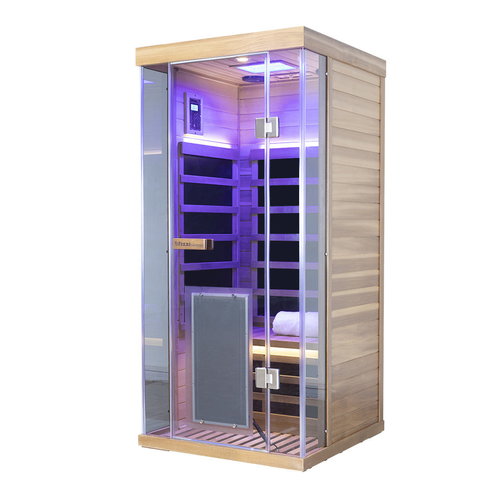 1 Person Red Cedar Full Glass Sauna