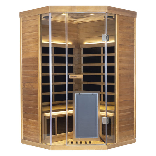 Corner Red Cedar Full Glass Sauna